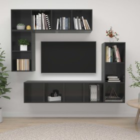Wohnzimmermöbel 4-teilig, glänzend graues Holzwerkstoff von vidaXL, TV-Möbel - Ref: Foro24-3079825, Preis: 207,65 €, Rabatt: %