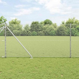 Reja con postes Plateado 1.2 x 10 m Acero recubierto de PVC