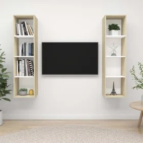 Muebles de salón de pared 2 piezas blanco y roble Sonoma de vidaXL, Muebles TV - Ref: Foro24-3079867, Precio: 126,94 €, Descu...