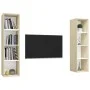 Wandmontierte Wohnzimmermöbel, 2 Stück, Weiß und Sonoma-Eiche von vidaXL, TV-Möbel - Ref: Foro24-3079867, Preis: 126,94 €, Ra...
