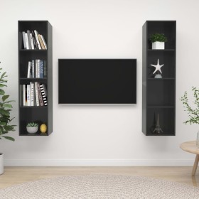 Wohnzimmer Wandmöbel 2 Stk. Technisches Holz glänzend grau von vidaXL, TV-Möbel - Ref: Foro24-3079870, Preis: 123,09 €, Rabat...