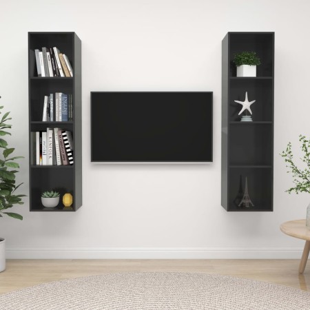 Wohnzimmer Wandmöbel 2 Stk. Technisches Holz glänzend grau von vidaXL, TV-Möbel - Ref: Foro24-3079870, Preis: 123,09 €, Rabat...