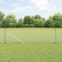 Reja con postes Plateado 0.4 x 25 m Acero recubierto de PVC
