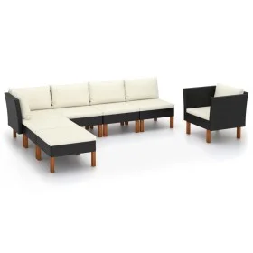 Garden furniture set 7 pieces black eucalyptus synthetic rattan by vidaXL, Garden sets - Ref: Foro24-3082081, Price: 452,54 €...
