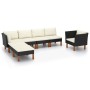 Gartenmöbel-Set, 7-teilig, schwarzes Eukalyptus-Kunstrattan von vidaXL, Gartensets - Ref: Foro24-3082081, Preis: 458,17 €, Ra...