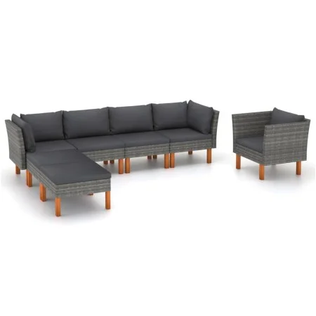 Garden furniture set 7 pieces synthetic rattan gray eucalyptus by vidaXL, Garden sets - Ref: Foro24-3082082, Price: 527,74 €,...
