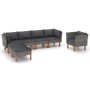 Gartenmöbel-Set 7-teilig synthetisches Rattan Eukalyptusgrau von vidaXL, Gartensets - Ref: Foro24-3082082, Preis: 537,60 €, R...
