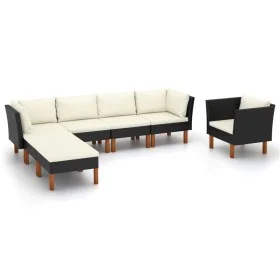 Garden furniture set 7 pieces black eucalyptus synthetic rattan by vidaXL, Garden sets - Ref: Foro24-3082083, Price: 484,33 €...