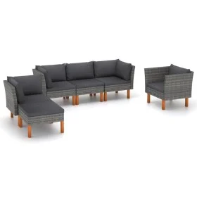 Garden furniture set 6 pieces synthetic rattan gray eucalyptus by vidaXL, Garden sets - Ref: Foro24-3082084, Price: 476,78 €,...