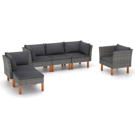 Garden furniture set 6 pieces synthetic rattan gray eucalyptus by vidaXL, Garden sets - Ref: Foro24-3082084, Price: 476,78 €,...