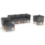Gartenmöbel-Set 6-teilig, synthetisches Rattan, grau, Eukalyptus von vidaXL, Gartensets - Ref: Foro24-3082084, Preis: 476,78 ...
