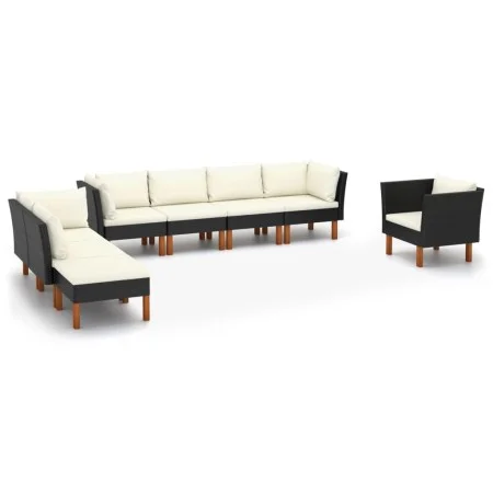 9-teiliges Gartenmöbel-Set synthetisches Eukalyptus-Rattan schwarz von vidaXL, Gartensets - Ref: Foro24-3082087, Preis: 621,8...