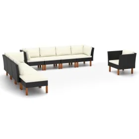 Garden furniture set 10 pieces black eucalyptus synthetic rattan by vidaXL, Garden sets - Ref: Foro24-3082089, Price: 678,41 ...
