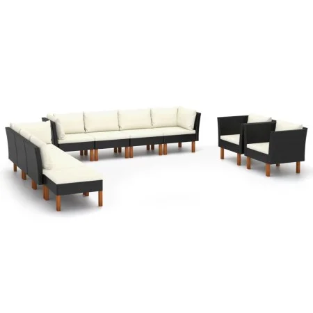 Garden furniture set, 10 pieces, synthetic rattan, black eucalyptus. by vidaXL, Garden sets - Ref: Foro24-3082091, Price: 765...