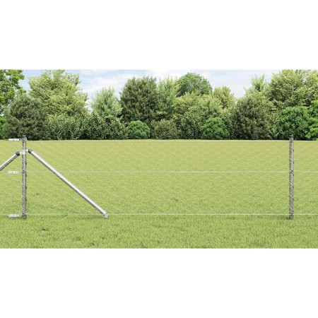 Reja con postes Plateado 0.6 x 25 m Acero recubierto de PVC