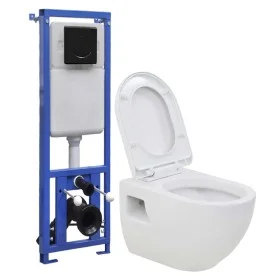 Inodoro de pared con cisterna alta oculta de cerámica de vidaXL, Baños - Ref: Foro24-3082092, Precio: 311,65 €, Descuento: %