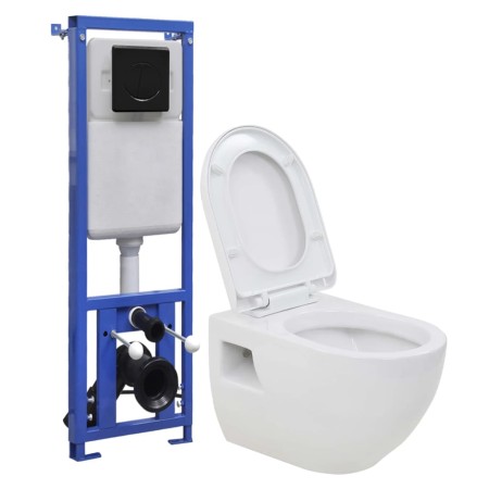 Wand-WC mit verstecktem Hochspülkasten aus Keramik von vidaXL, Badezimmer - Ref: Foro24-3082092, Preis: 296,09 €, Rabatt: %