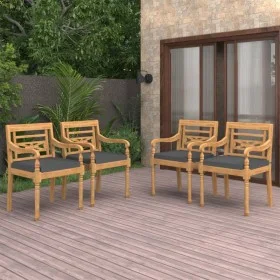 Sillas Batavia con cojines 4 unidades madera maciza de teca von vidaXL, Gartenstühle - Ref: Foro24-3087057, Preis: 480,90 €, ...