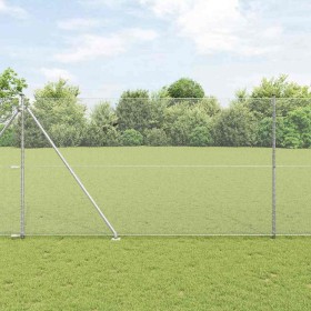 Reja con postes Plateado 1.6 x 25 m Acero recubierto de PVC