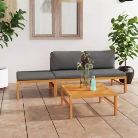 Gartenmöbel-Set 4-teilig aus Teakholz und grauen Kissen von vidaXL, Gartensets - Ref: Foro24-3087249, Preis: 329,06 €, Rabatt: %