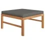 Set de muebles de jardín 4 pzas madera de teca y cojines gris de vidaXL, Conjuntos de jardín - Ref: Foro24-3087249, Precio: 3...