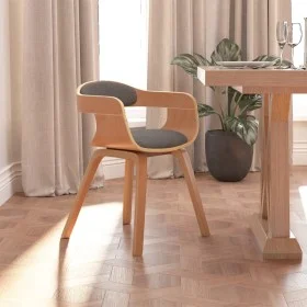 Geschwungener Esszimmerstuhl aus Holz und hellgrauem Stoff von vidaXL, Essstühle - Ref: Foro24-3092375, Preis: 155,41 €, Raba...