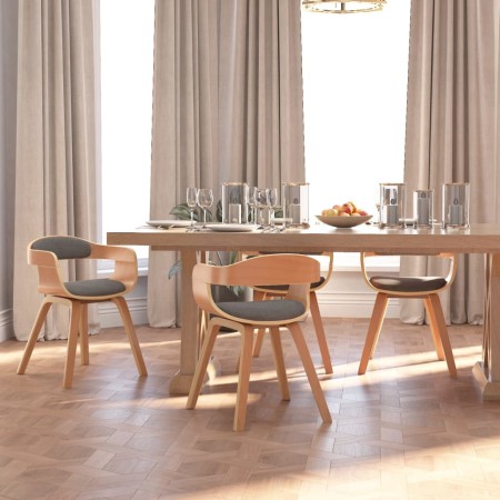 Silla de comedor 4 uds madera curvada y tela gris claro by vidaXL, dining chairs - Ref: Foro24-3092387, Price: 638,24 €, Disc...
