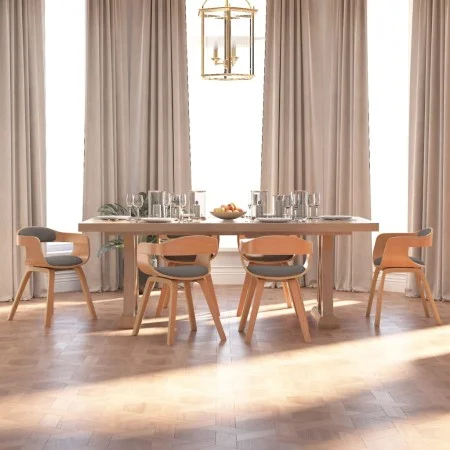 Silla de comedor 6 uds madera curvada y tela gris claro de vidaXL, Sillas de comedor - Ref: Foro24-3092393, Precio: 906,07 €,...