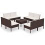 9-teiliges Gartenmöbel-Set und Kissen Kunstrattan braun von vidaXL, Gartensets - Ref: Foro24-3094315, Preis: 622,75 €, Rabatt: %