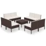 Garden furniture set 9 pieces with brown synthetic rattan cushions by vidaXL, Garden sets - Ref: Foro24-3094315, Price: 622,2...