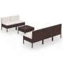 6-teiliges Gartenmöbel-Set und braune synthetische Rattankissen von vidaXL, Gartensets - Ref: Foro24-3094319, Preis: 369,07 €...