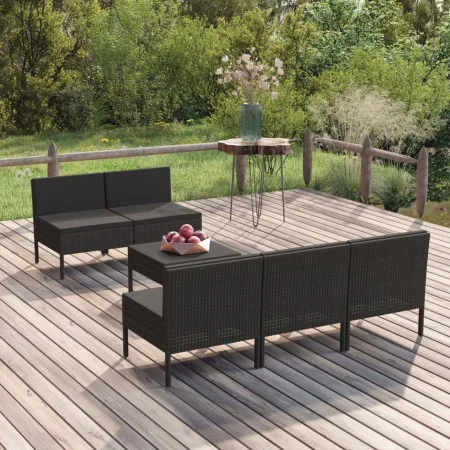 6-piece garden furniture set and black synthetic rattan cushions by vidaXL, Garden sets - Ref: Foro24-3094321, Price: 363,81 ...