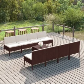 9-teiliges Gartenmöbel-Set und braune synthetische Rattankissen von vidaXL, Gartensets - Ref: Foro24-3094331, Preis: 615,08 €...