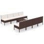 9-teiliges Gartenmöbel-Set und braune synthetische Rattankissen von vidaXL, Gartensets - Ref: Foro24-3094331, Preis: 622,21 €...