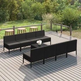 Garden furniture set 9 pieces black synthetic rattan cushions by vidaXL, Garden sets - Ref: Foro24-3094333, Price: 613,26 €, ...