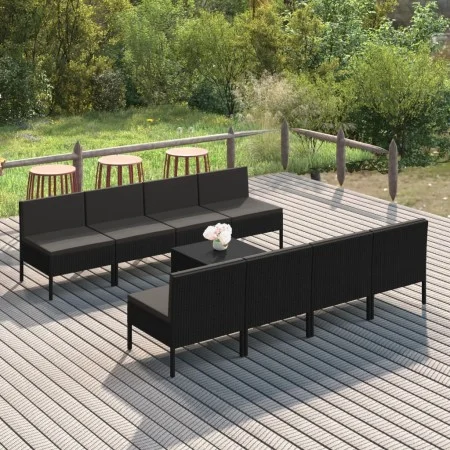 Garden furniture set 9 pieces black synthetic rattan cushions by vidaXL, Garden sets - Ref: Foro24-3094333, Price: 613,26 €, ...