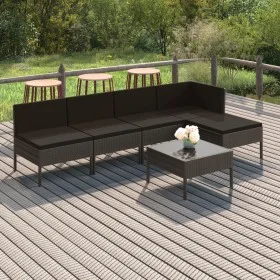 Set mit 6 Gartenmöbeln und Kissen synthetisches Rattangrau von vidaXL, Gartensets - Ref: Foro24-3094374, Preis: 372,60 €, Rab...