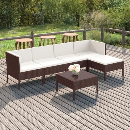 6-teiliges Gartenmöbel-Set und Kissen synthetisches Rattan braun von vidaXL, Gartensets - Ref: Foro24-3094383, Preis: 460,10 ...