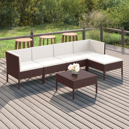 6-teiliges Gartenmöbel-Set und Kissen synthetisches Rattan braun von vidaXL, Gartensets - Ref: Foro24-3094383, Preis: 467,18 ...