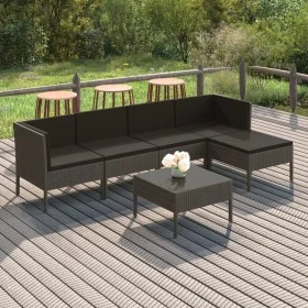 6-teiliges Gartenmöbel-Set und graue synthetische Rattankissen von vidaXL, Gartensets - Ref: Foro24-3094386, Preis: 501,56 €,...