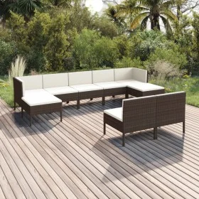 9-teiliges Gartenmöbel-Set und braune synthetische Rattankissen von vidaXL, Gartensets - Ref: Foro24-3094547, Preis: 930,74 €...