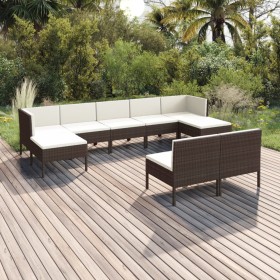 9-teiliges Gartenmöbel-Set und braune synthetische Rattankissen von vidaXL, Gartensets - Ref: Foro24-3094547, Preis: 947,94 €...