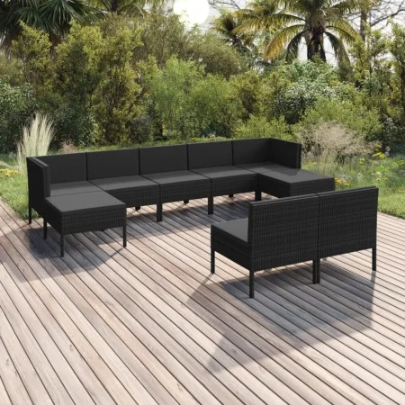 Garden furniture set 9 pieces and black synthetic rattan cushions by vidaXL, Garden sets - Ref: Foro24-3094549, Price: 802,54...