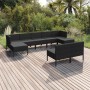 9-teiliges Gartenmöbel-Set und Kissen aus synthetischem Rattan schwarz von vidaXL, Gartensets - Ref: Foro24-3094549, Preis: 8...