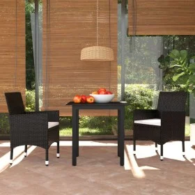 3-piece garden dining set with black synthetic rattan cushions by vidaXL, Garden sets - Ref: Foro24-3094973, Price: 274,11 €,...