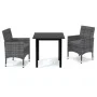 3-piece garden furniture set with gray synthetic rattan cushions by vidaXL, Garden sets - Ref: Foro24-3094979, Price: 268,32 ...