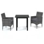 3-teiliges Gartenmöbel-Set mit grauen synthetischen Rattankissen von vidaXL, Gartensets - Ref: Foro24-3094979, Preis: 269,12 ...