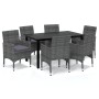 Garden dining set 7 pieces and gray synthetic rattan cushions by vidaXL, Garden sets - Ref: Foro24-3094982, Price: 489,92 €, ...