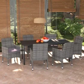 Garden dining set 7 pieces and gray synthetic rattan cushions by vidaXL, Garden sets - Ref: Foro24-3094983, Price: 547,97 €, ...
