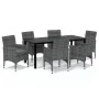 Garten-Essgruppe 7-teilig und graue synthetische Rattankissen von vidaXL, Gartensets - Ref: Foro24-3094983, Preis: 547,91 €, ...